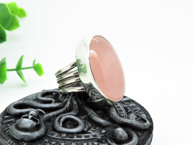 Size 8 Supersize Rose Quartz Sterling Ring