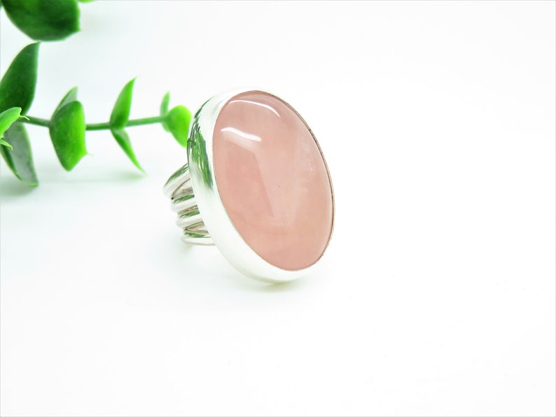 Size 8 Supersize Rose Quartz Sterling Ring