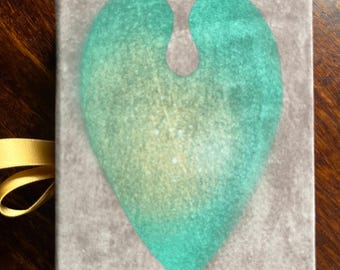 Handmade Reclaimed  Suede Journal Book: Celtic Heart  Stencil Artwork. Medium size