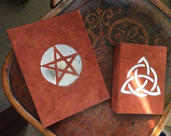 Pentacle Handcrafted Journal Book. Notebook, Memory & Dream book Medium size. Reclaimed Upcycle suede. Bespoke ordering service