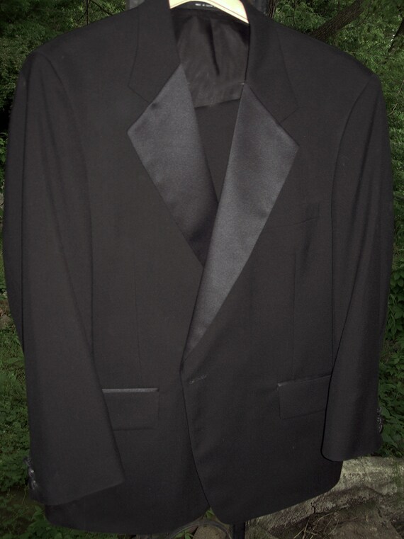 Free Shipping Jos A Banks One Button Black Tuxedo Suit Etsy