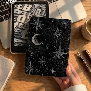 Moon Stars Magnetic Back Kindle Paperwhite Case Kobo Case Paperwhite 12th 7" Kindle Clear Back Paperwhite 11th 6.8" Detachable case