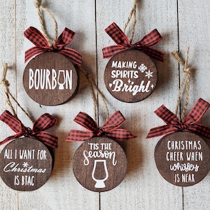 Bourbon Barrel Bung Ornaments - Whiskey Bourbon Gifts - Birthday - Gifts for him -Whiskey Gift - Fathers Day Gift -Whiskey Barrel - Dad Gift