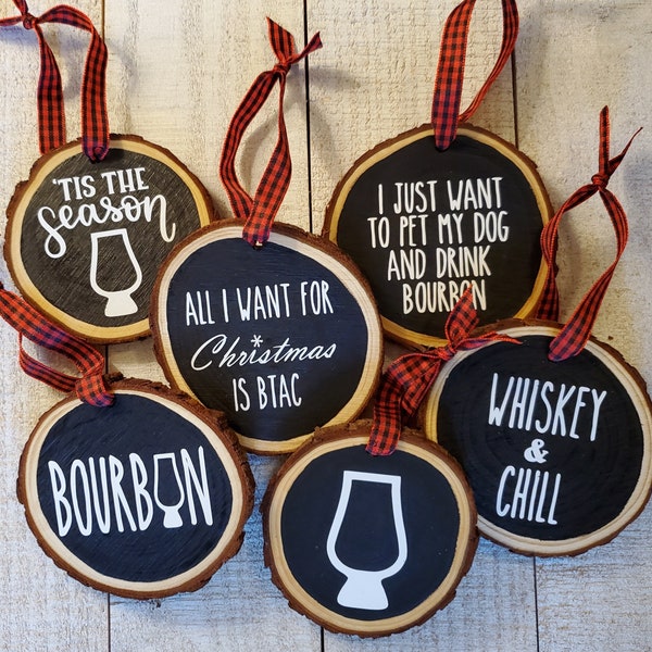 Bourbon Whiskey Ornaments - Whiskey Gifts - Bourbon Decor - Bottle Tag - Present Topper - Fathers Day