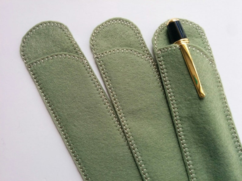 Crotchet Hook Case Pen Protector Sage Green Wool Felt Pen Protector Sleeves for Purse and Pocket