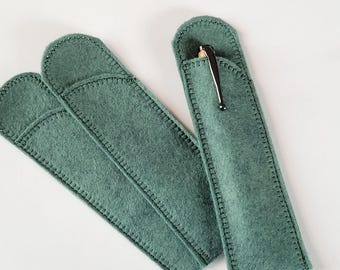 Wool Blend Felt Pen Protector Sleeve, Crochet Hook Case Turquoise