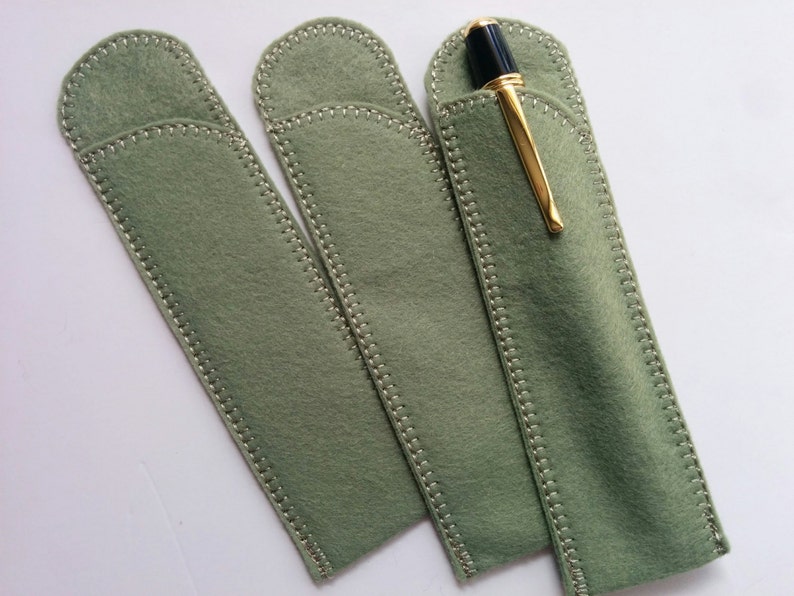 Crotchet Hook Case Pen Protector Sage Green Wool Felt Pen Protector Sleeves for Purse and Pocket