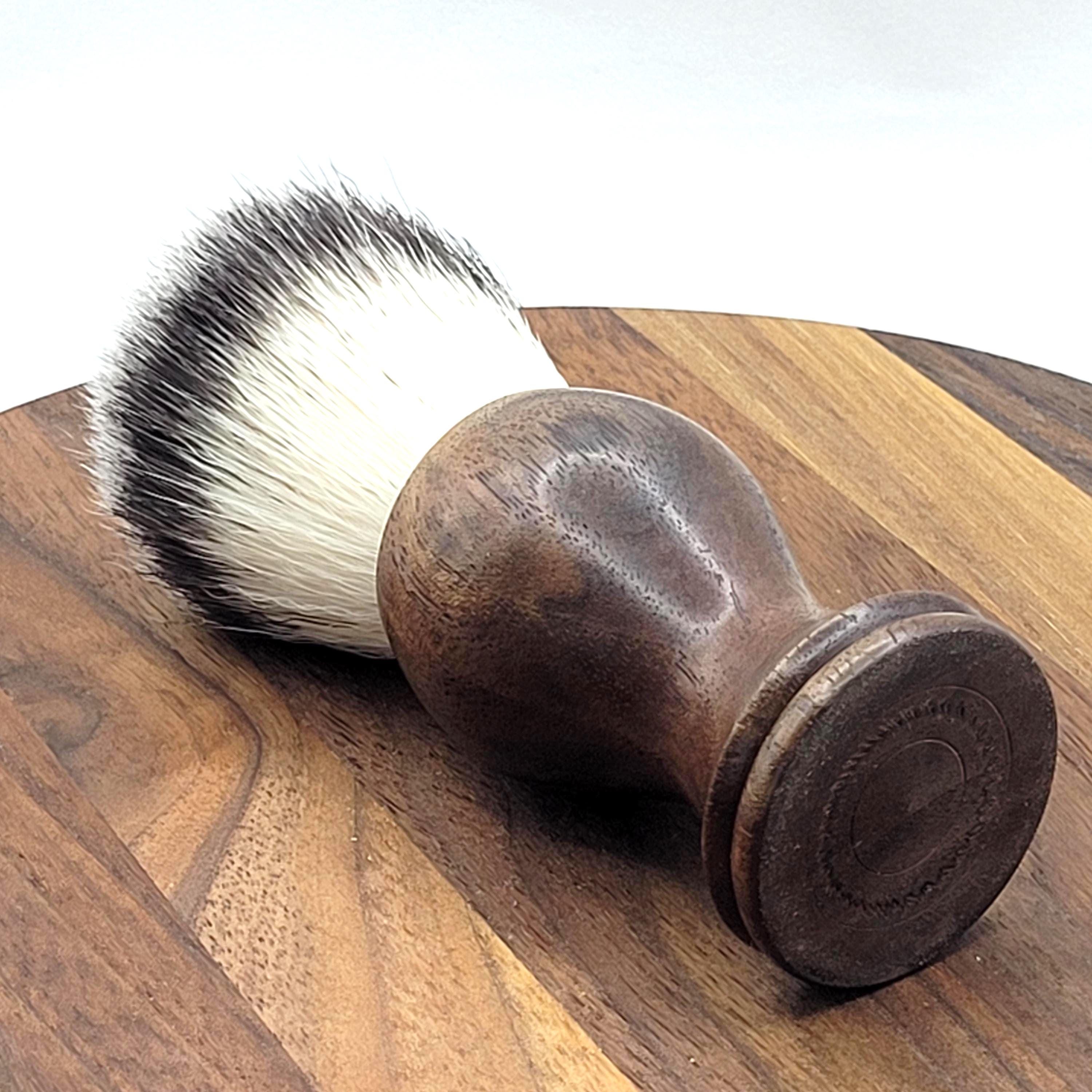 Handmade Figured Walnut Shaving Brush, 26mm Synthetic Badger Knot