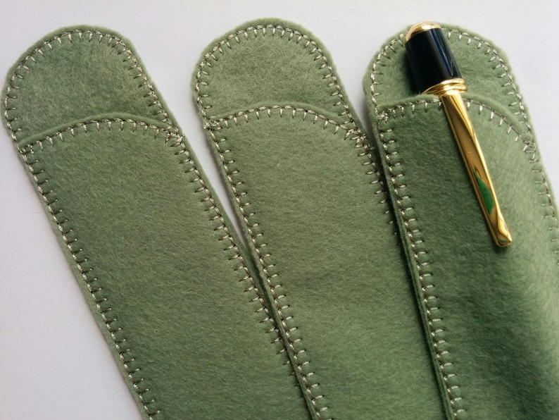 Crotchet Hook Case Pen Protector Sage Green Wool Felt Pen Protector Sleeves for Purse and Pocket