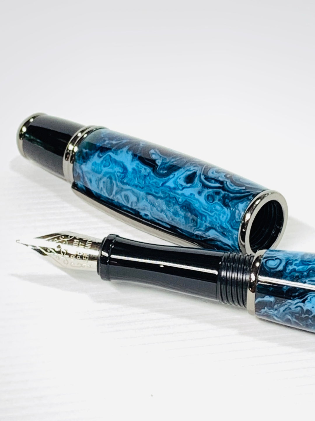 Gatsby Blue Fountain Pen Pearlescent Blue Elegant Style Etsy