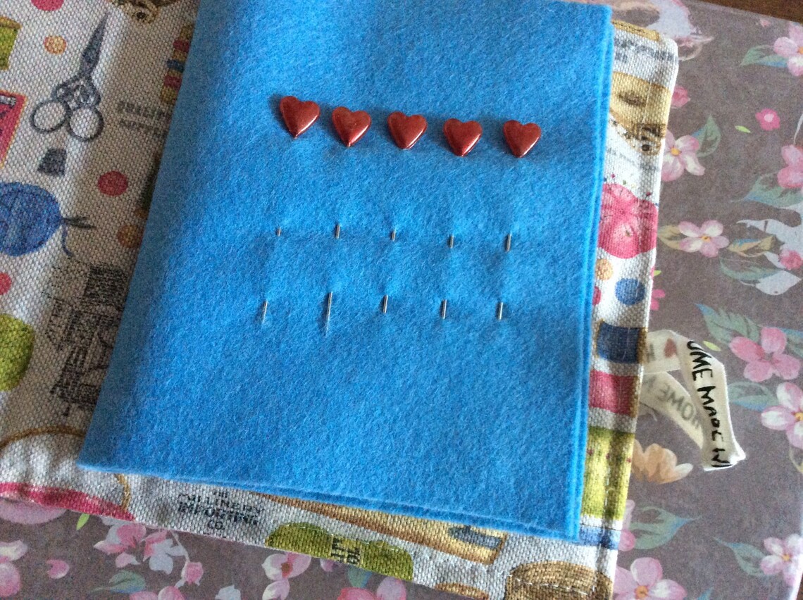 Handmade embroidered sewing needle case supersized with pins Etsy