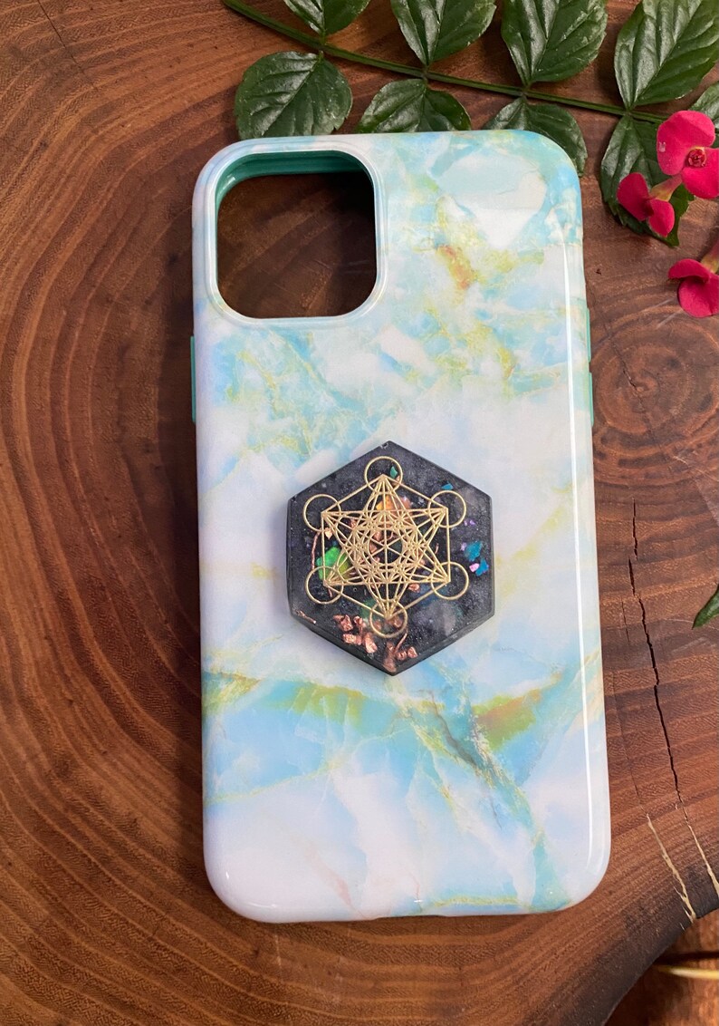 Metatron\u2019s Cube-Epoxy Copper Orgonite-5gCell Phone Sticker Orgonite Cell EMF Sheild EMF Protection Orgonite Sticker