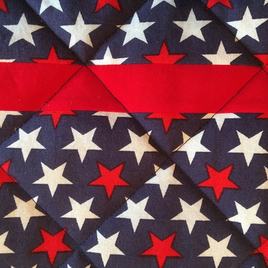 Patriotic Placemats - Set of 4 Quilted Table Mats with Red and White Stars on Blue Background