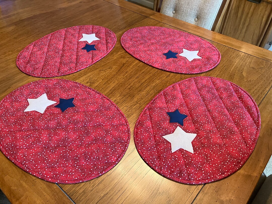 Patriotic Placemats Set of 4 Quilted Oval Table Mats Etsy