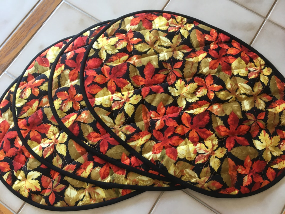 10 OFF Oval Placemats Set of 4 Quilted Autumn Mats with Etsy