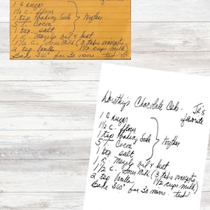 Custom Handwritten Recipe or Note Printable Sign Digital Print Handwritten Sign