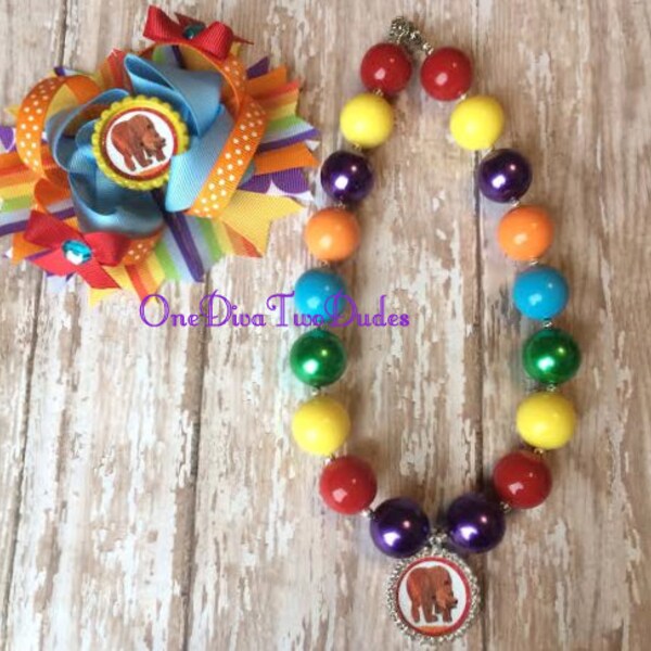 Brown Bear Brown Bear book chunky necklace hair bow set
