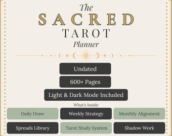 Sacred Tarot Planner, Digital Journal, Daily Reading Tracker (PDF Download)