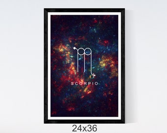 Wall Art Scorpio Zodiac Sacred Geometry Style - Digital Print