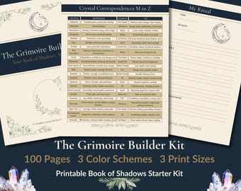 Grimoire Builder Kit Printable Book of Shadows Witchcraft PDF Beginner Witch Starter Kit BOS Pages Pagan Witchy Digital Download