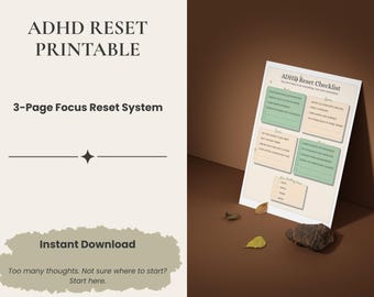 ADHD Reset Checklist, Daily Focus Planner, Task Organizer (Digital Download)