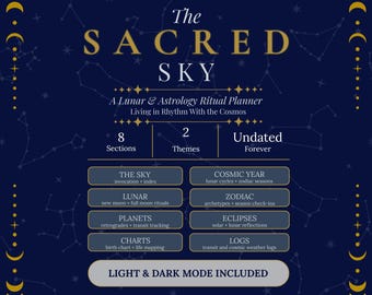 Sacred Sky Lunar Astrology Planner, Ritual Journal (Digital Download)