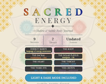 Sacred Energy Chakra Journal, Subtle Body Alignment Tracker (PDF Download)