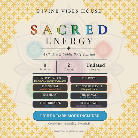 Sacred Energy Chakra Journal, Subtle Body Alignment Tracker (PDF Download)