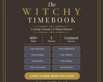 Witchy Timebook Digital Grimoire, Ritual Planner, Spell Book (Light/Dark Mode)