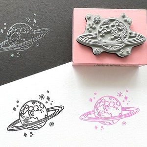 Planet Rubber Stamp for Card Making, Journaling and Scrapbooking | Celestial Stamps | Stamps for Crafts | Stamping Supplies
