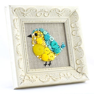 Custom Baby Bird Button Art | Made To Order Button Picture | Nursery Decor | Kids&#39; Room Decor | Bird Wall Art | Custom Bird Wall Hanging