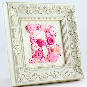 Monogram Letter | Custom Framed Button Letter Art | Nursery Decor | Baby Room Decor | Alphabet Letter Art | Button Artwork | New Baby Gift