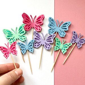 Butterfly Cupcake Toppers | Party Decor | Birthday Party Accessories | Set of 8