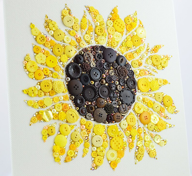 MADE TO ORDER Sunflower Button Art Custom Order Button Etsy