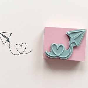 Paper Plane with Heart Rubber Stamp for Card Making and Scrapbooking | Stamps for Crafts | Stamping Supplies