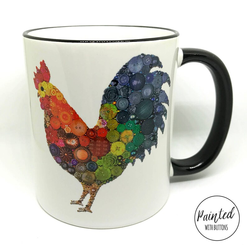 Rooster Coffee Mug with Black Handle 11oz Small Ceramic Mug Etsy