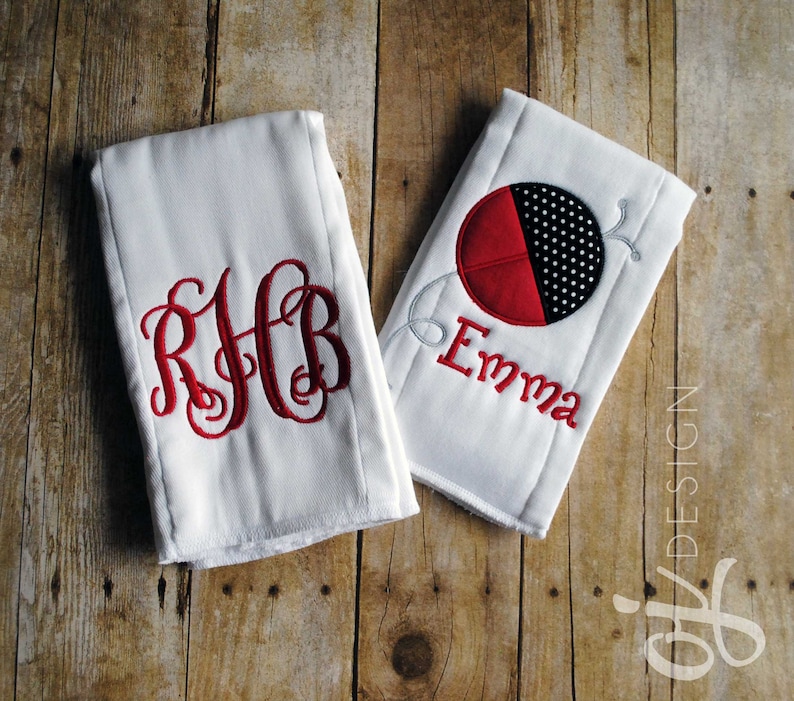 Baby Girl Newborn Gift NEW Baby Shower Gift Personalized Burp Cloths Red Monogram Burp Classic Baby Girl Red and Black Ladybug
