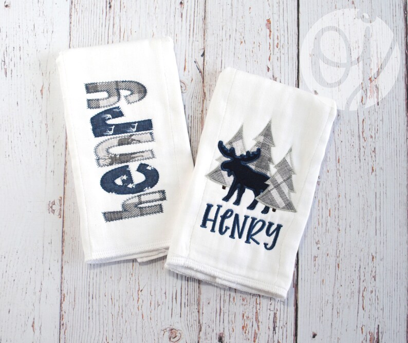 Personalized Baby Boy Woodland Newborn Gown Gift Set Gray Etsy