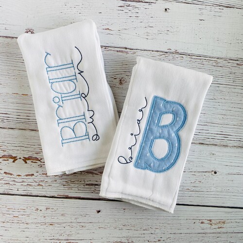 Personalized Burp Cloths Baby Boy Gift Set Monogrammed Burp Etsy