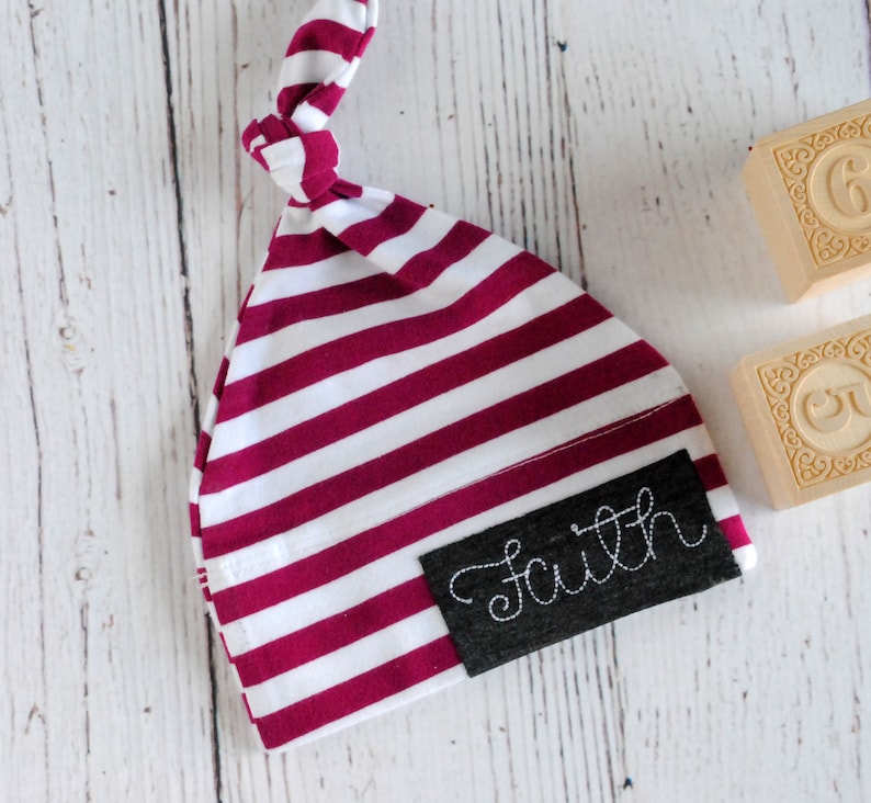 Personalized Newborn Gown and Striped Knot Hat NEW Knot Hat Pink and Gary Floral Baby Shower Infant Gown Newborn Hospital Set