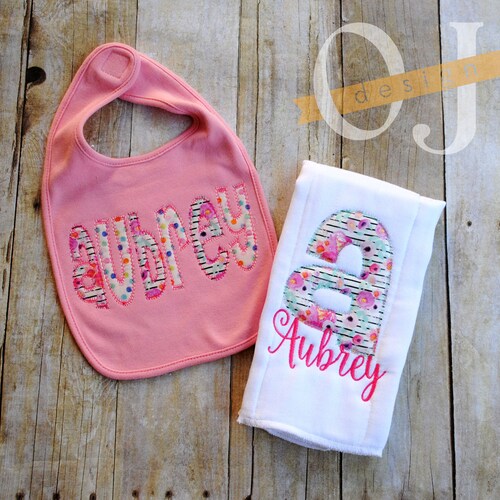 Personalized Baby Bib Personalized Burp Cloth Monogrammed Etsy