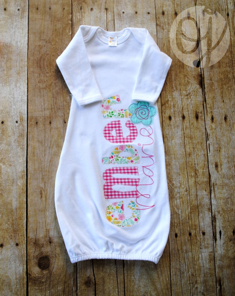 Personalized Newborn Gown Baby Girl Infant Gown Pink and Etsy
