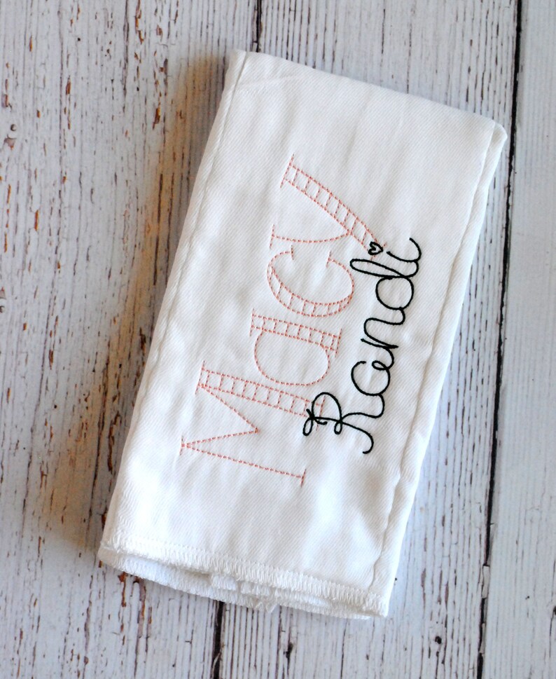 Personalized Baby Girl Gift Set Blush Pink and Cactus Themed Bow Headband Ruffled Knot Gown Personalized Burp Cloths