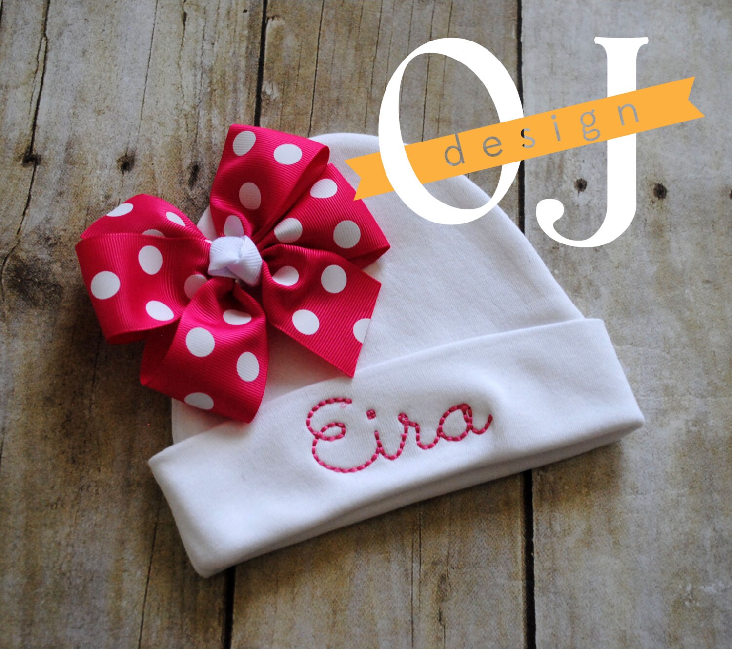 Personalized Baby Girl Embroidered Pink and Gray Gown and Hat Etsy