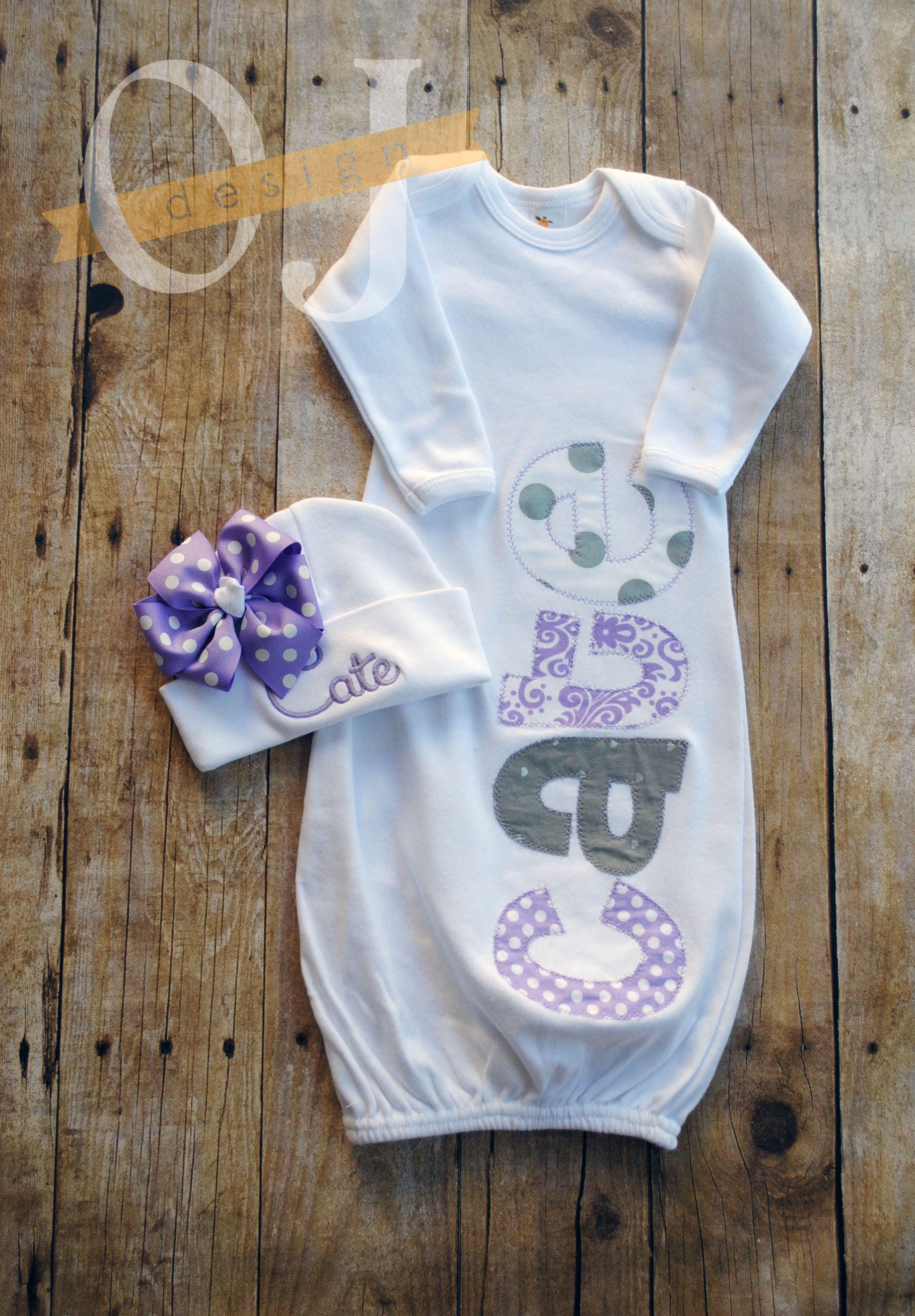 Personalized Gown Purple and Newborn - Etsy
