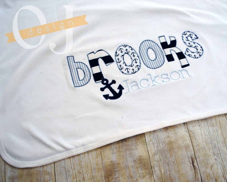 Personalized Baby Name Receiving Blanket Nautical Anchor Etsy