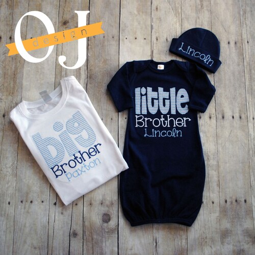 Big Brother Little Brother Personalized Baby Boy Newborn Gift Etsy