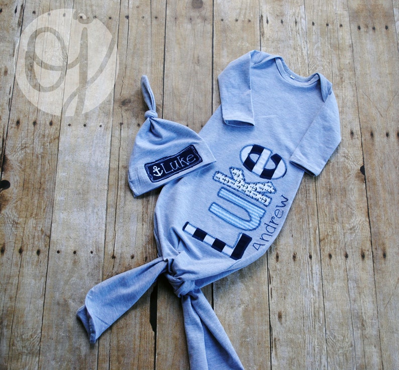 navy blue newborn gown