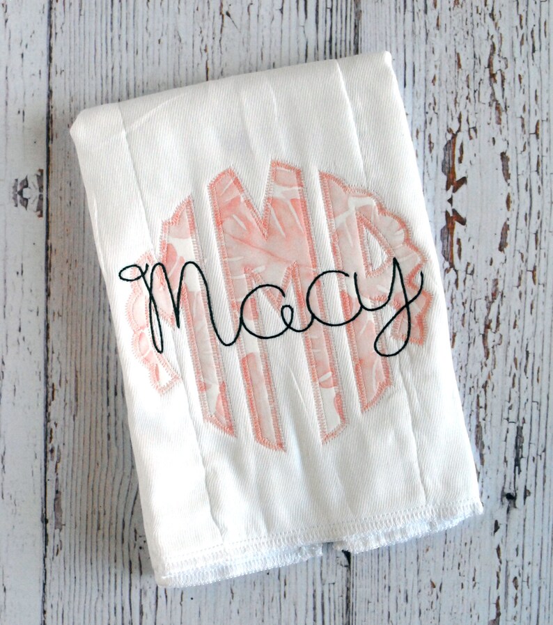 Personalized Baby Girl Gift Set Blush Pink and Cactus Themed Bow Headband Ruffled Knot Gown Personalized Burp Cloths