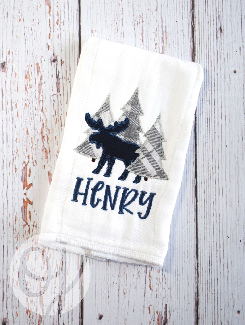 Personalized Baby Boy Woodland Newborn Gown Gift Set Gray Etsy